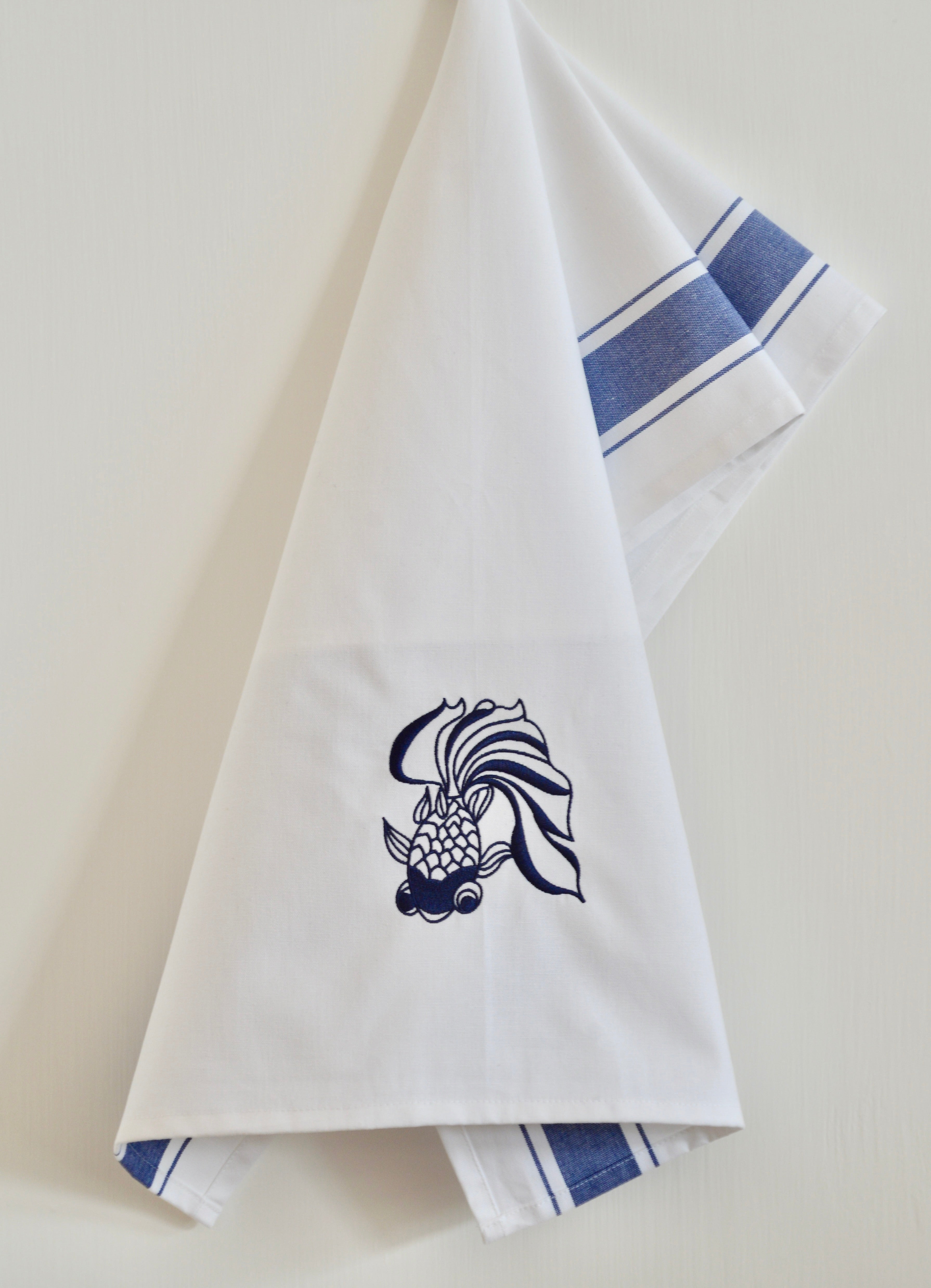 Tea towel with Blue Goldfish