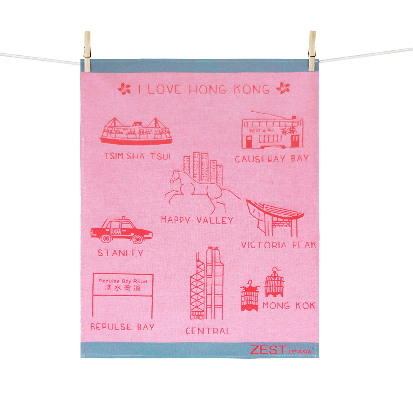 Tea Towel ILHK Icons Red - Medium size