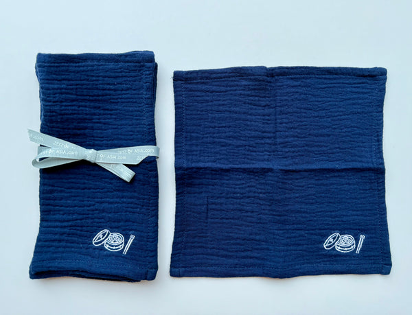 Muslin Cocktail Napkins Navy Blue - Set of 4 pieces