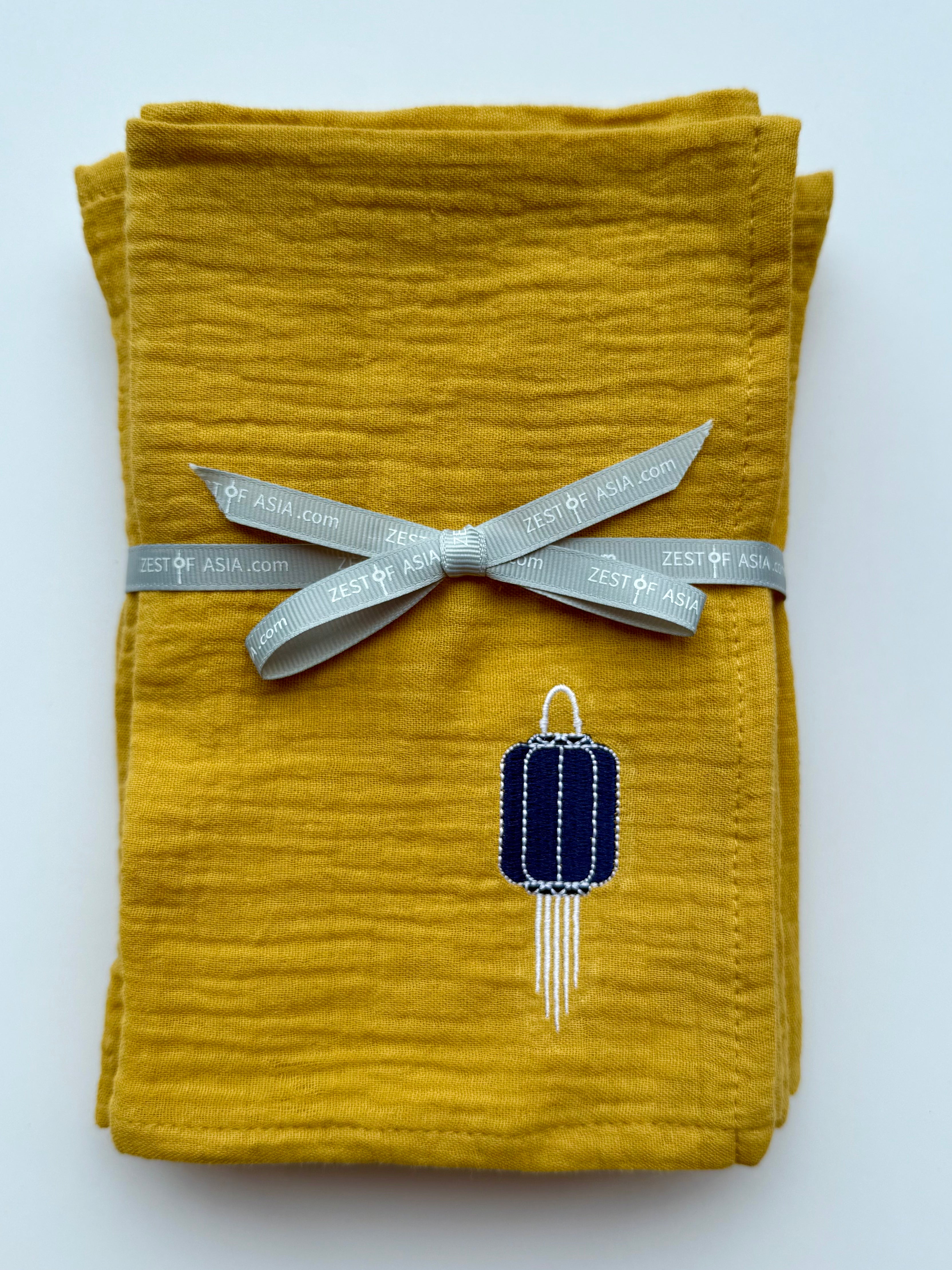 Napkins Gold, with Lantern embroidery - Set of 4 pieces