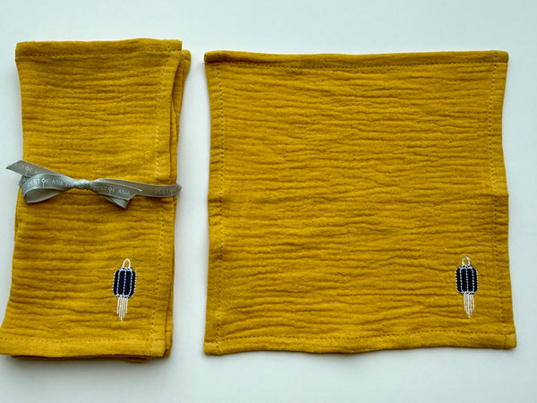 Muslin Cocktail Napkins Gold - Set of 4 pieces