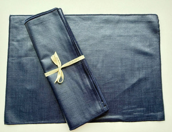 Navy Blue Coated Placemats  - Set of 4 pieces