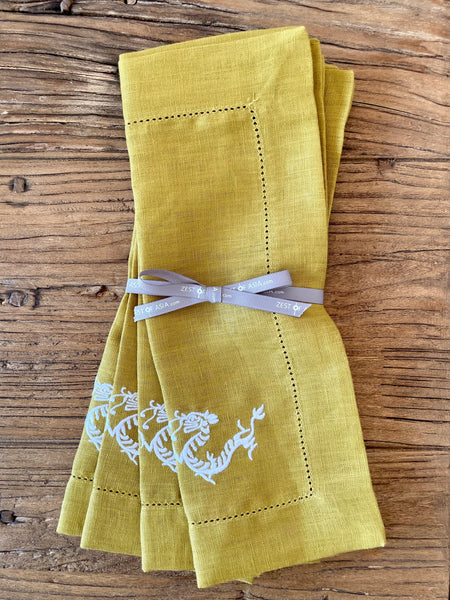 Golden Linen Placemats with Dragon - Set of 4 pieces