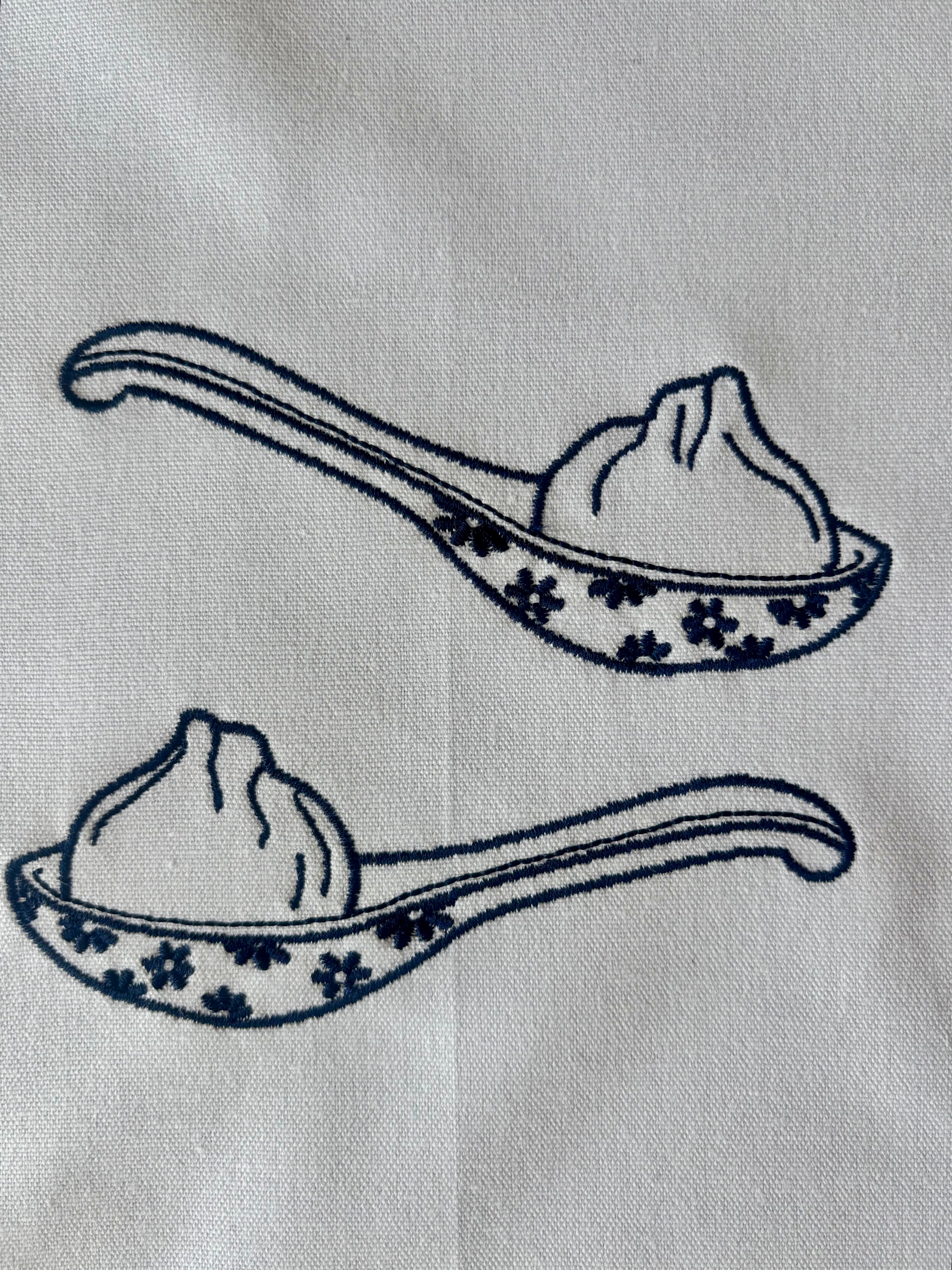 Tea towel with Blue Soup Spoon "ci gang" 瓷羹