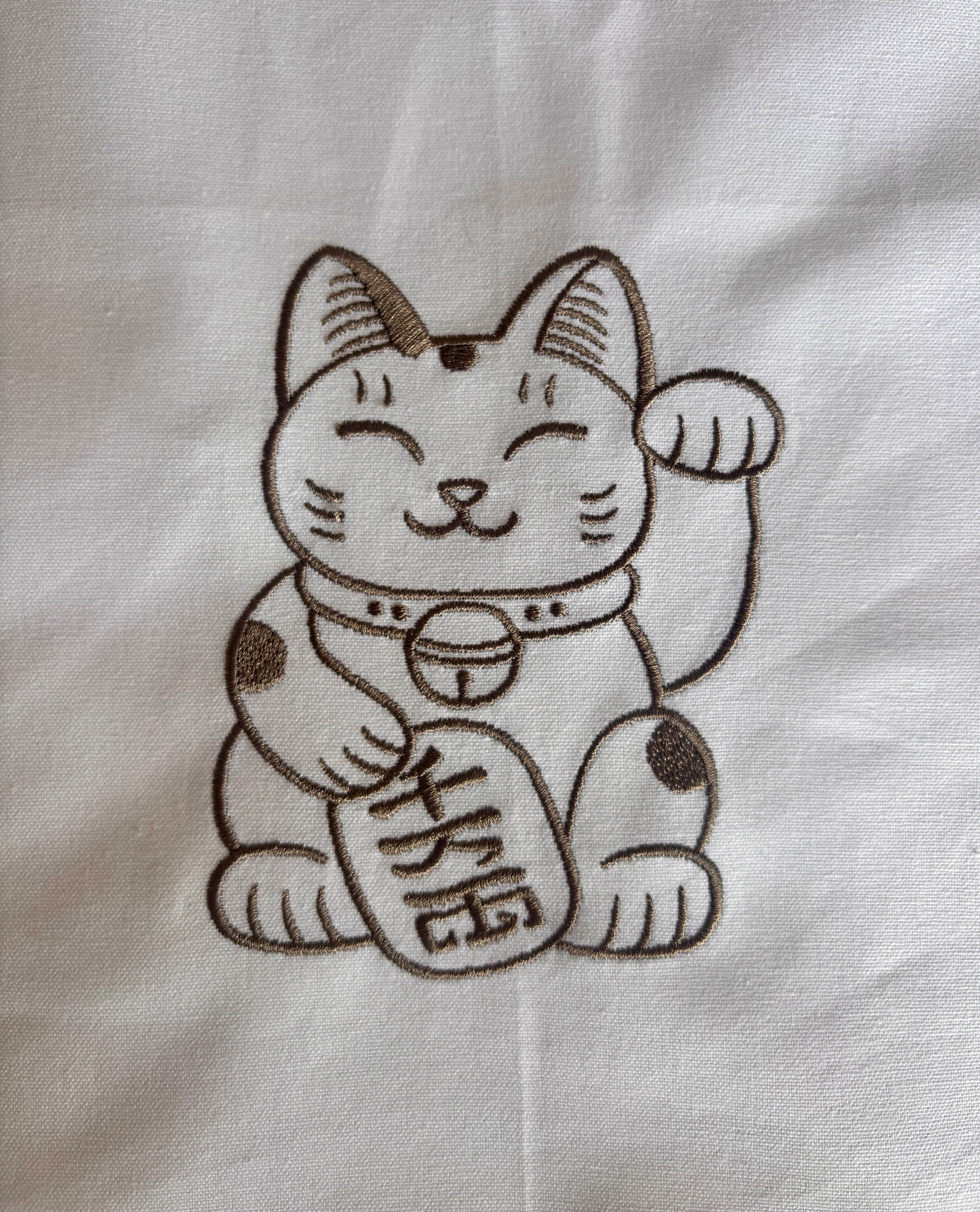 Tea towel with Golden Lucky Cat