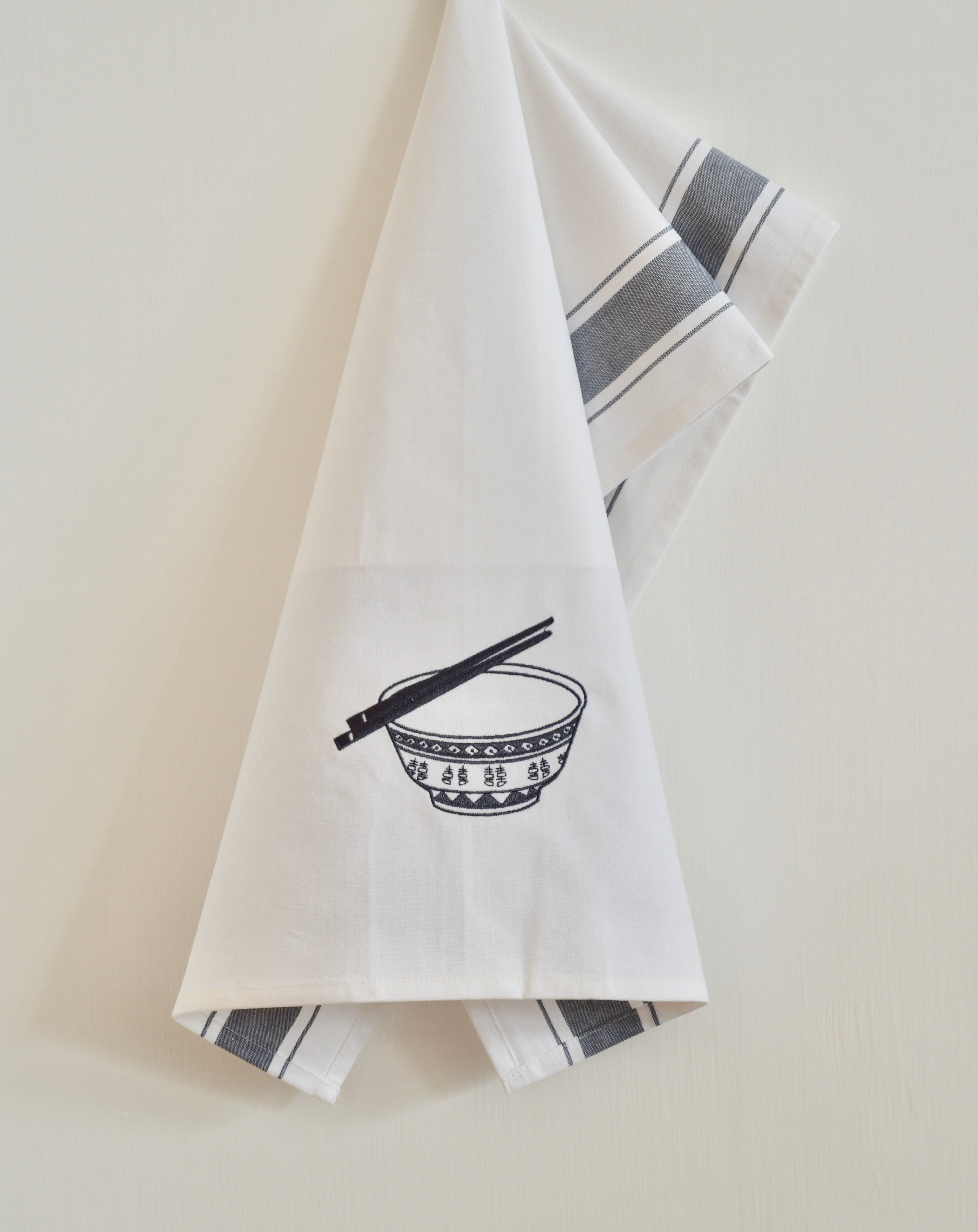 Tea Towel with Grey Rice Bowl