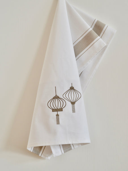 Tea towel with Golden Lanterns