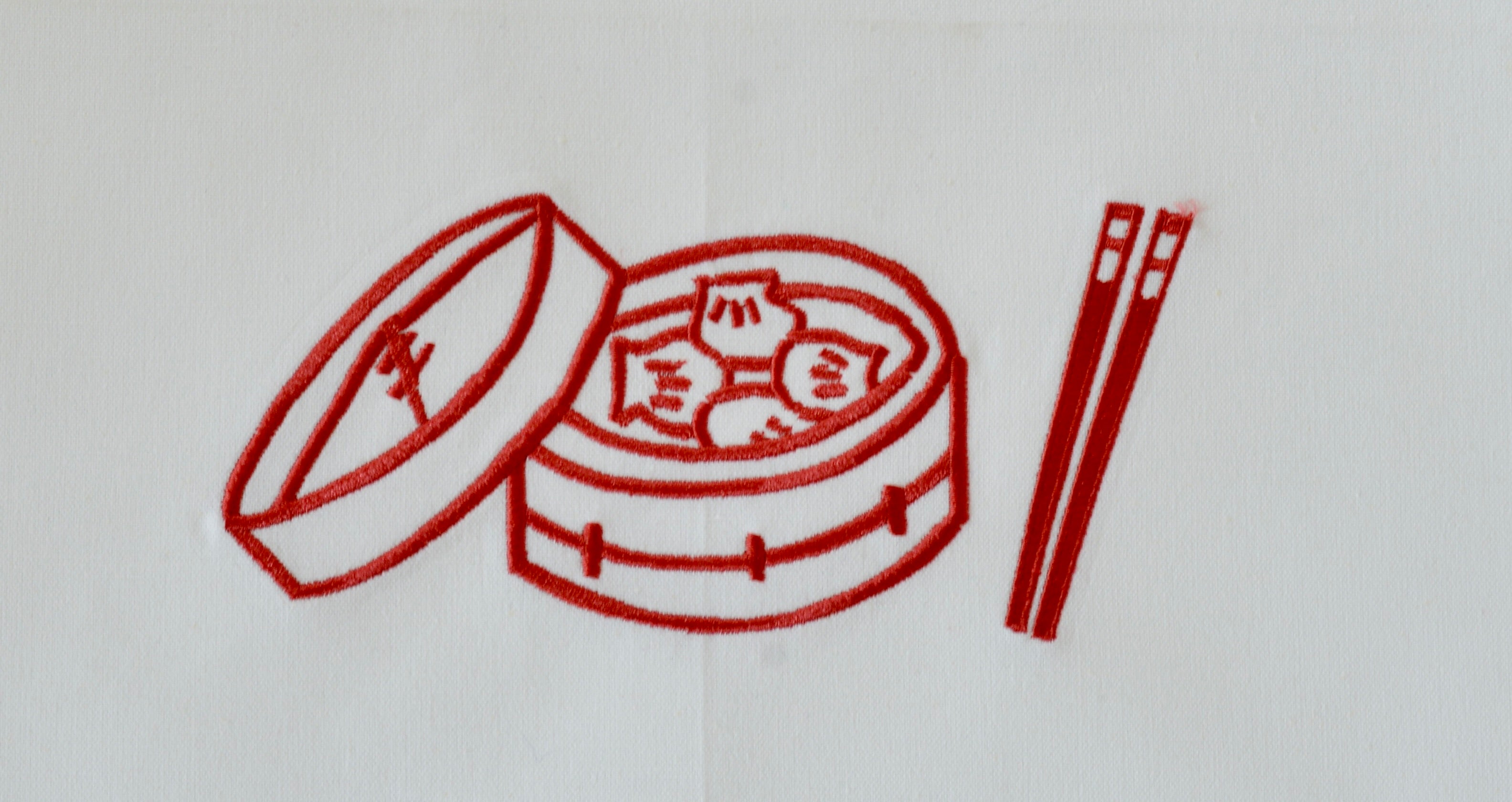 Tea towel with Red Dim Sum Basket