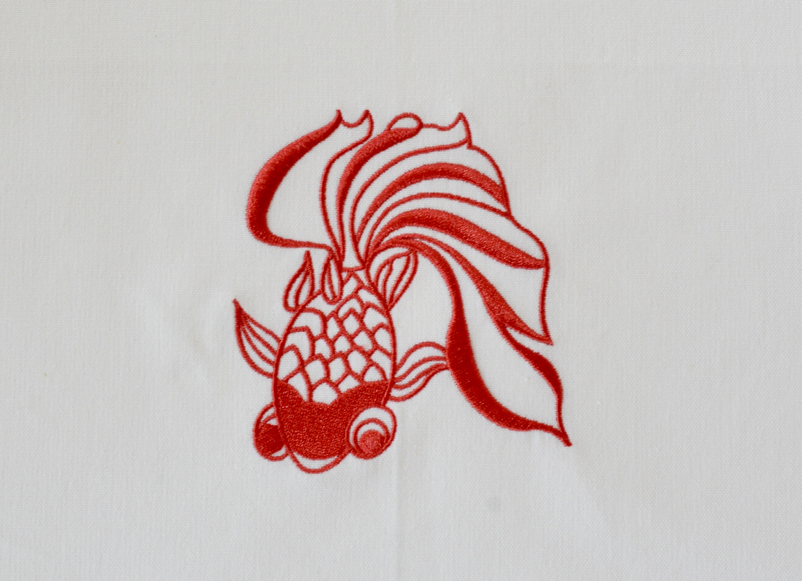 Tea towel with Red Goldfish