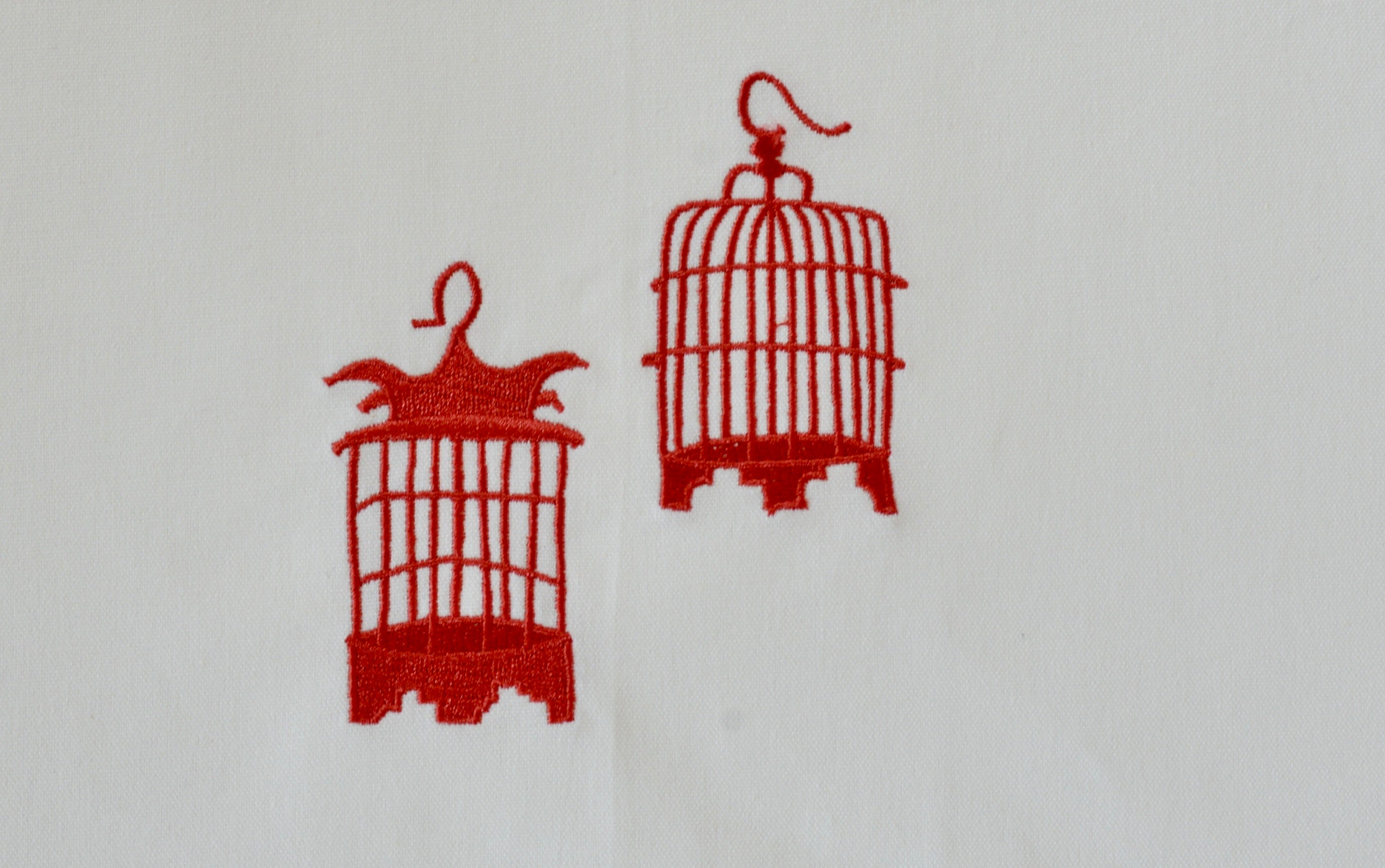 Tea towel with Red Birdcages