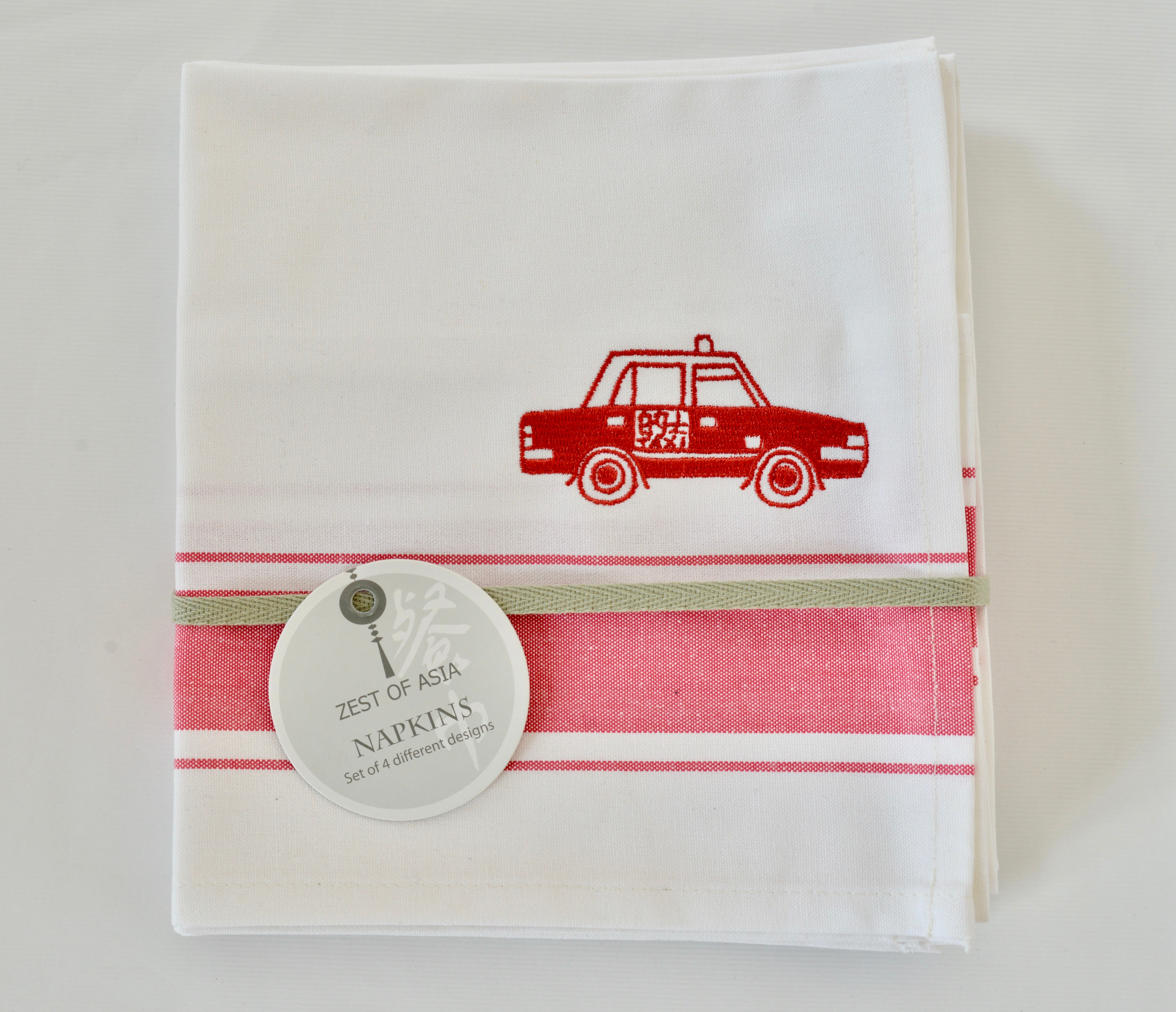 Napkins with Red Hong Kong symbols - Set of 4 pieces
