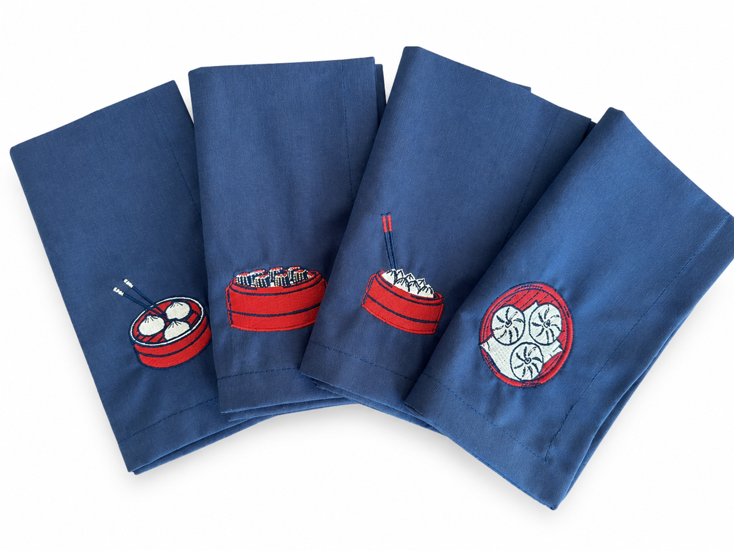Blue Napkins with Dim Sum - Set of 4 pieces