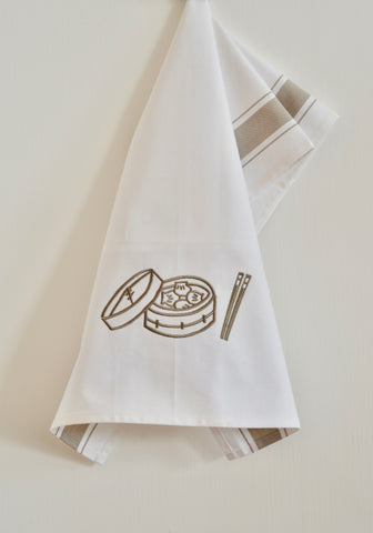 Tea towel with Golden Dim Sum Basket