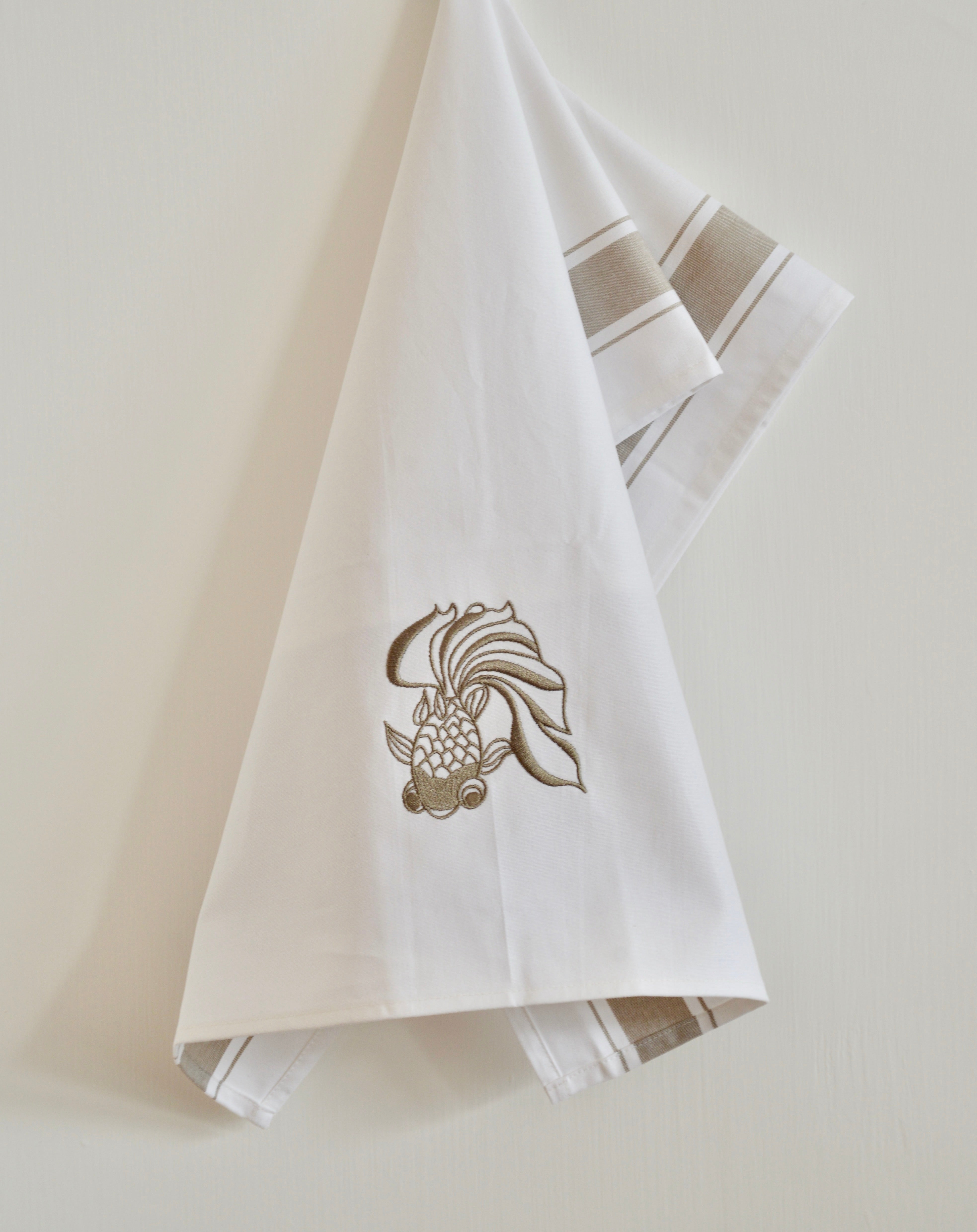 Tea towel with Golden Goldfish