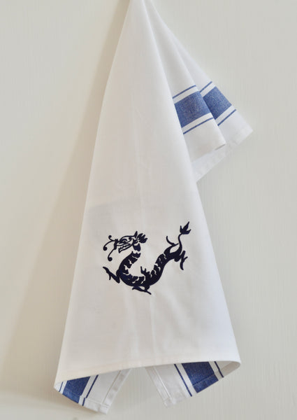 Tea towel with Blue Dragon