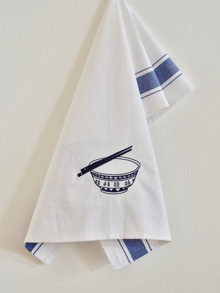 Tea Towel with Blue Rice Bowl