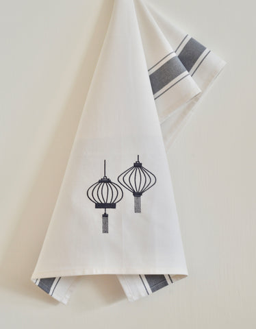 Tea towel with Grey Lanterns