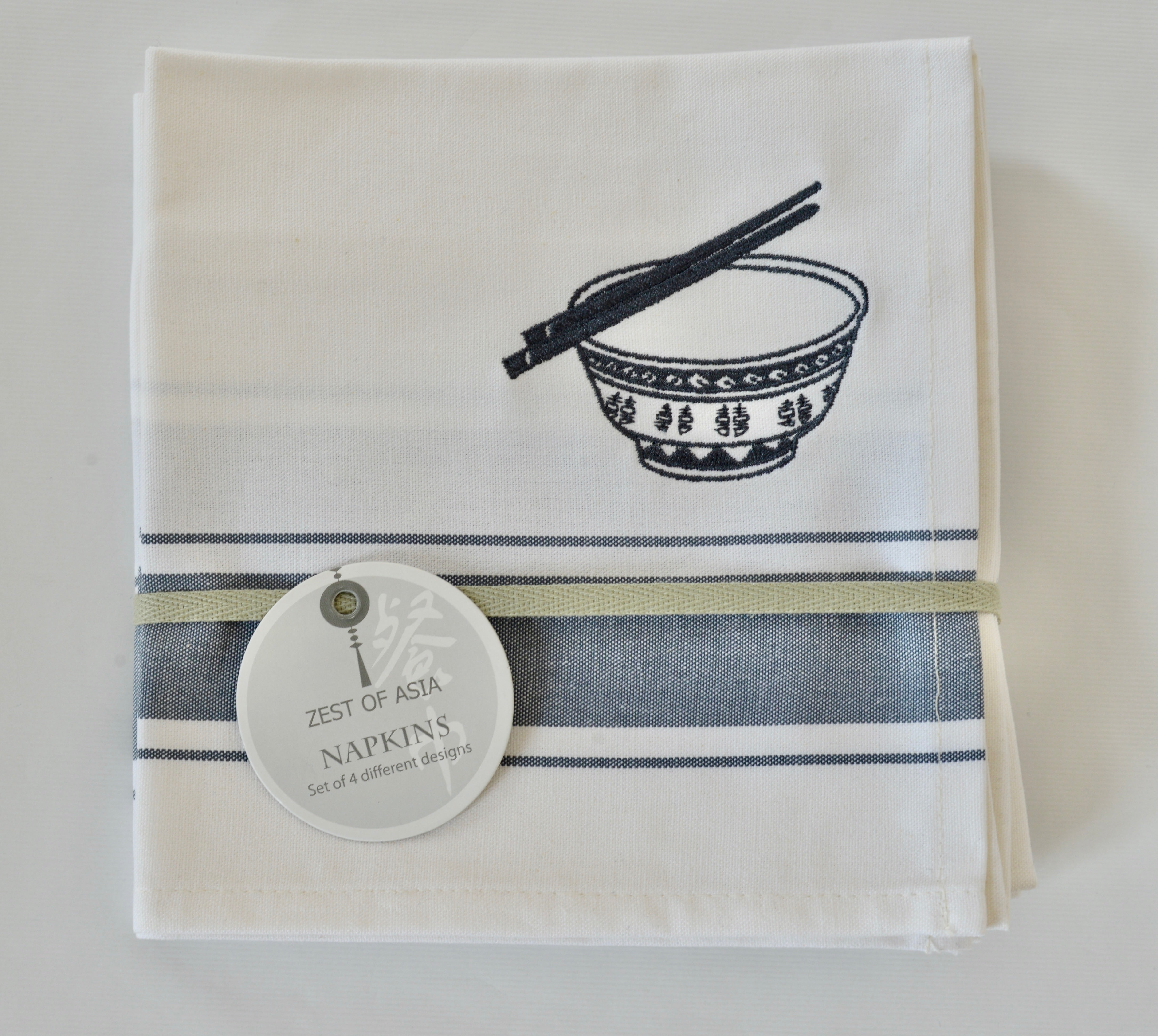 Napkins with Grey Hong Kong symbols - Set of 4 pieces