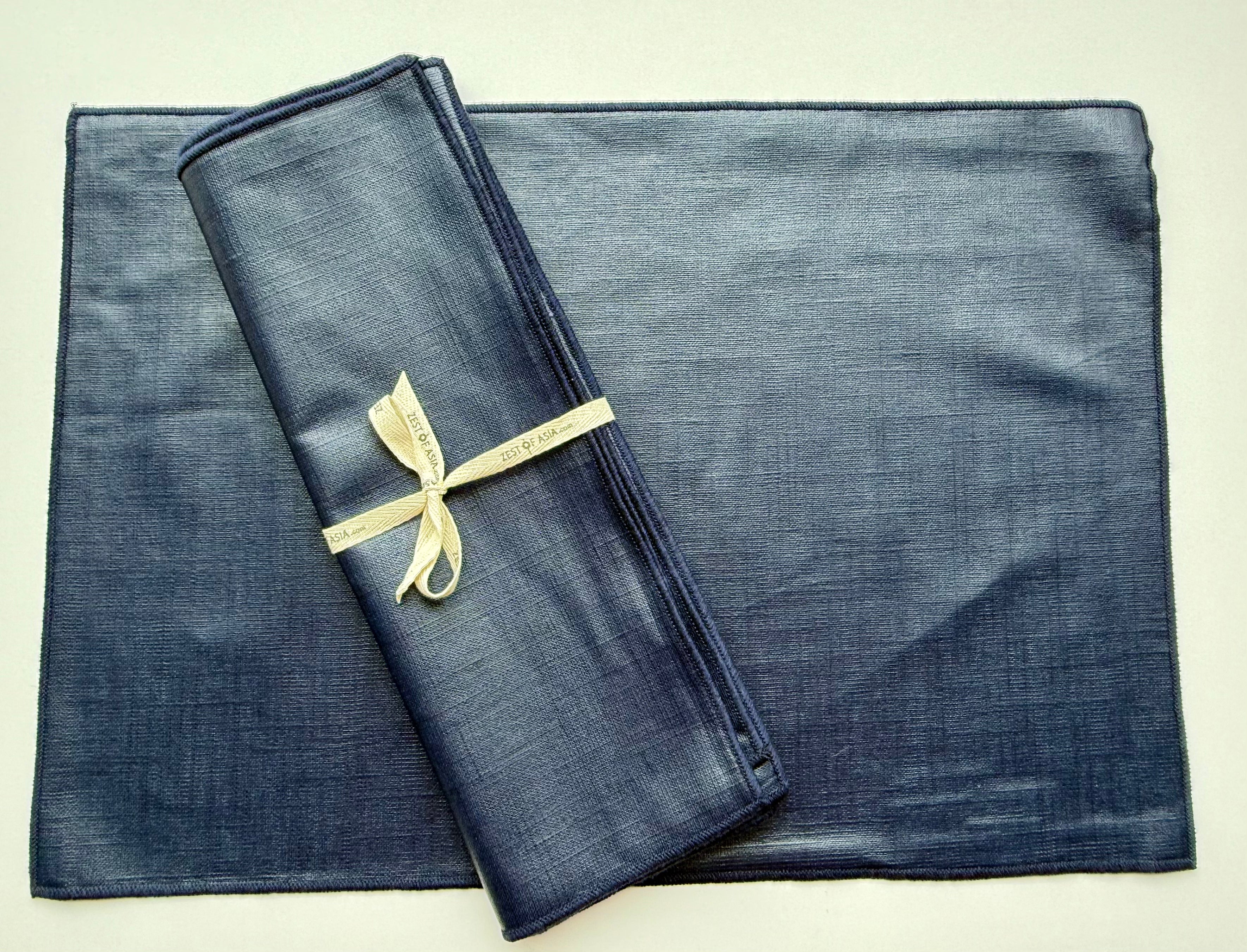 Navy Blue Coated Linen Placemats - Set of 4 pieces