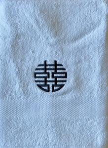 White Hand Towel with Dark Grey Double-Happiness