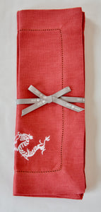 Red Linen Placemats with Dragon - Set of 4 pieces