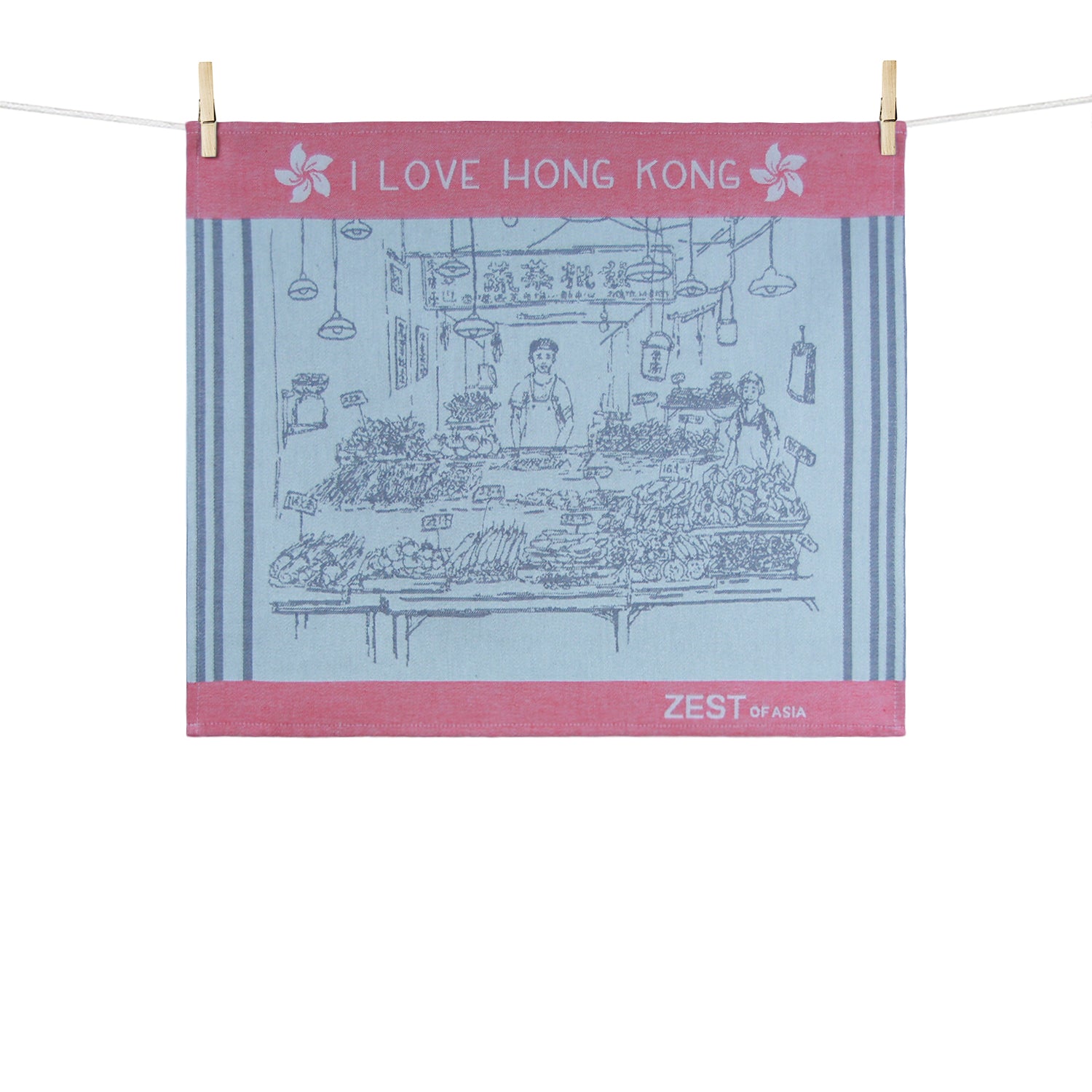 Tea Towel ILHK Market Blue - Medium Size