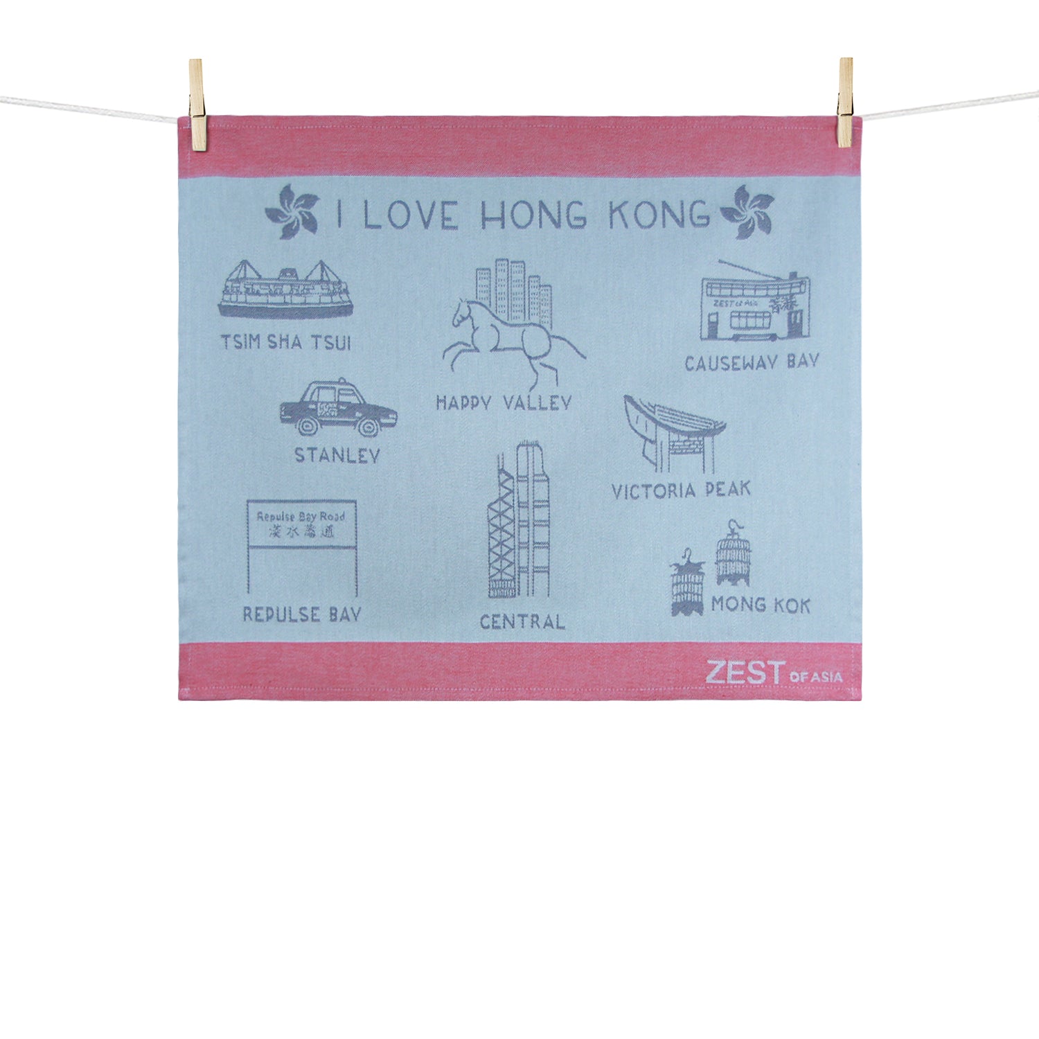 Tea Towel ILHK Icons Blue - Medium Size