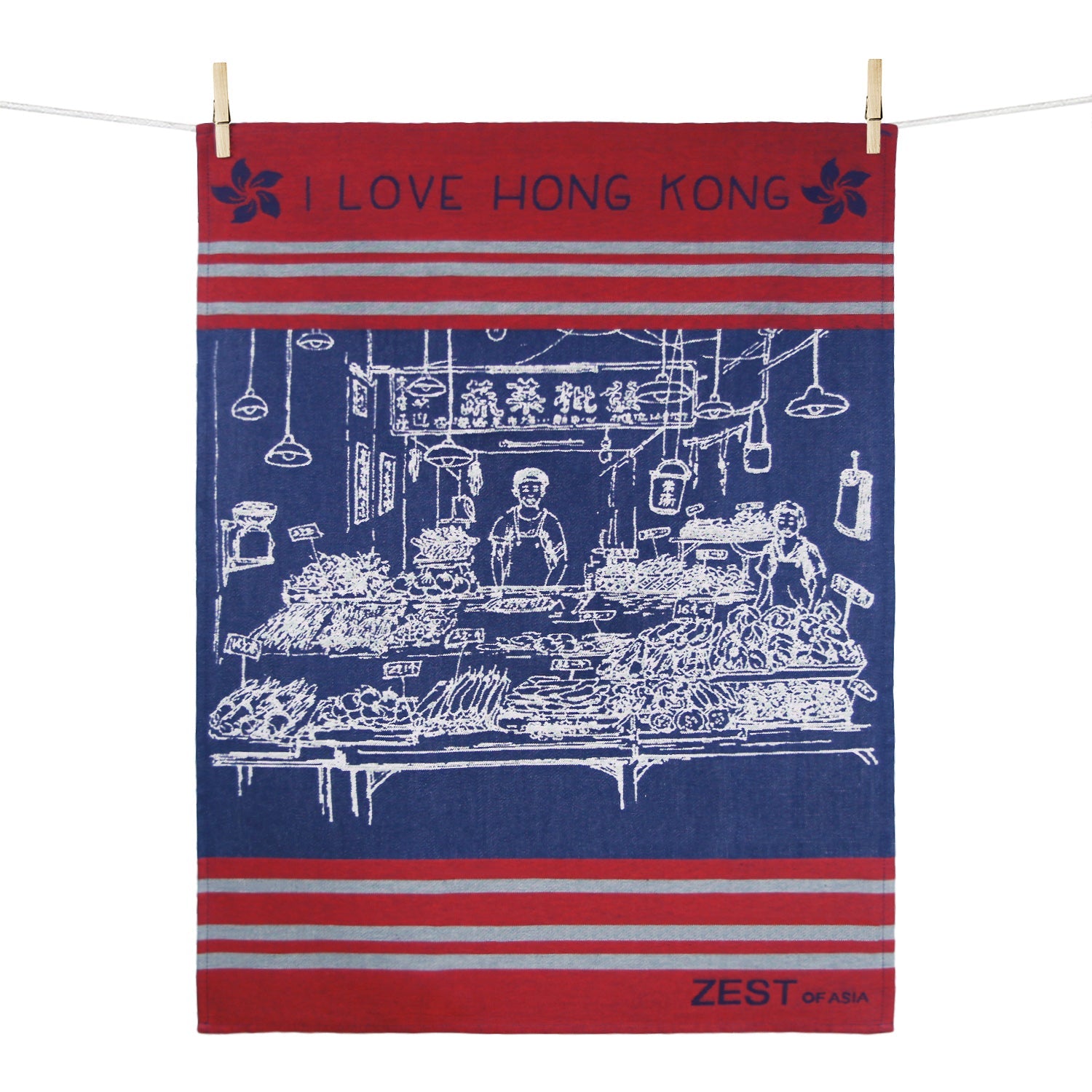 Tea Towel ILHK Market Navy - Medium size