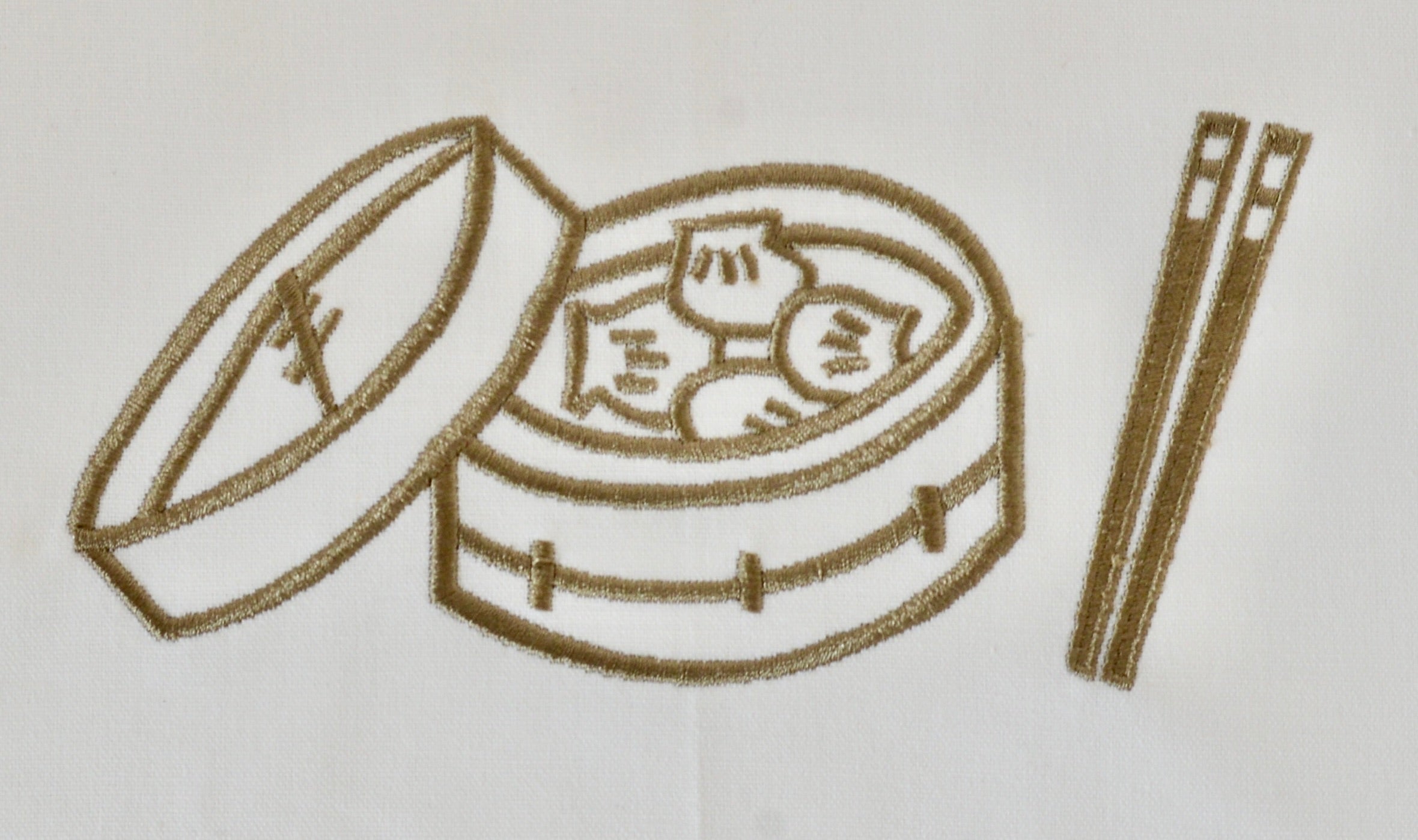 Tea towel with Golden Dim Sum Basket