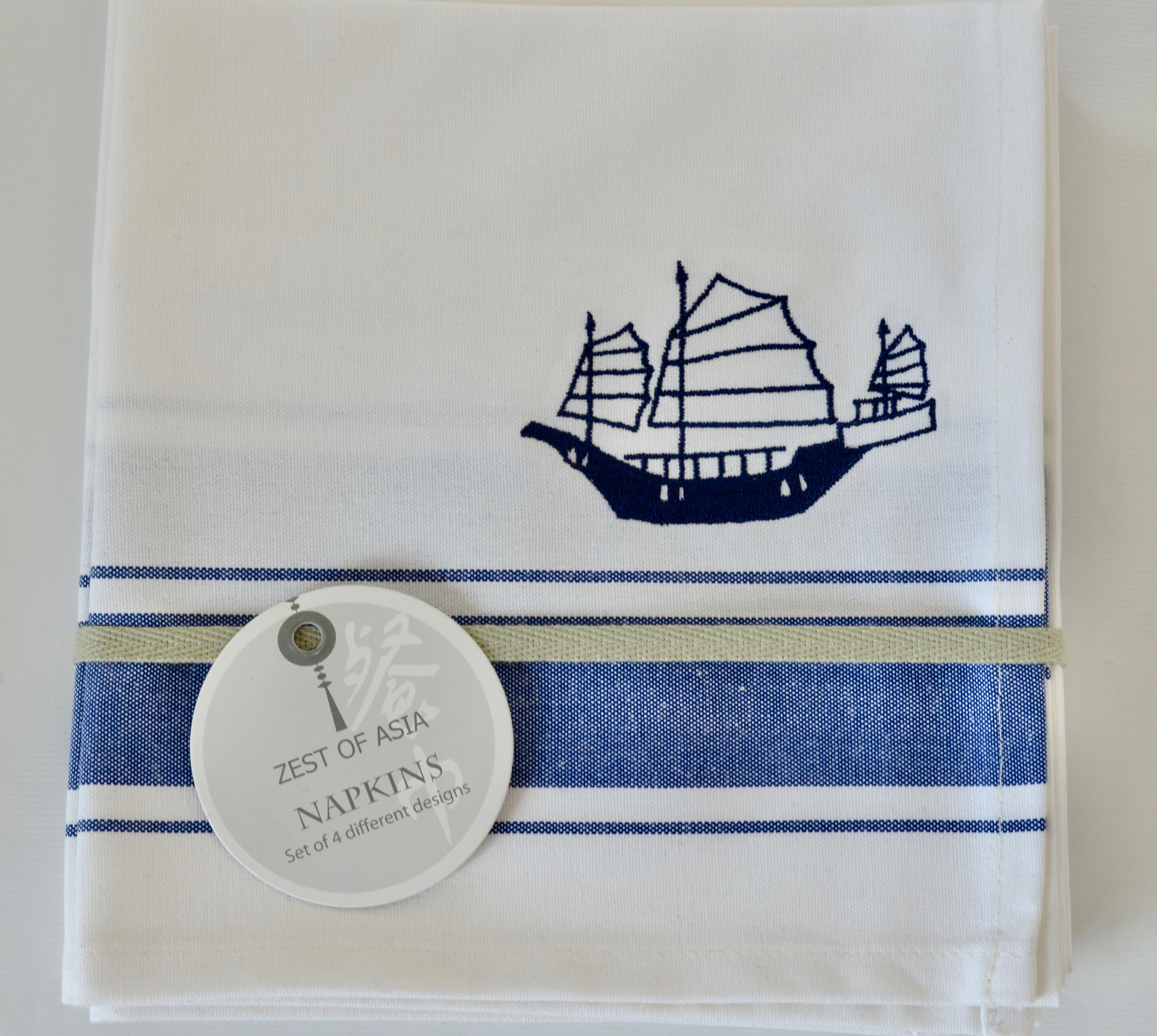 Napkins with Blue Hong Kong symbols - Set of 4 pieces