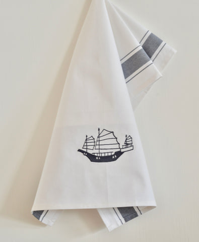 Tea towel with Grey Junk