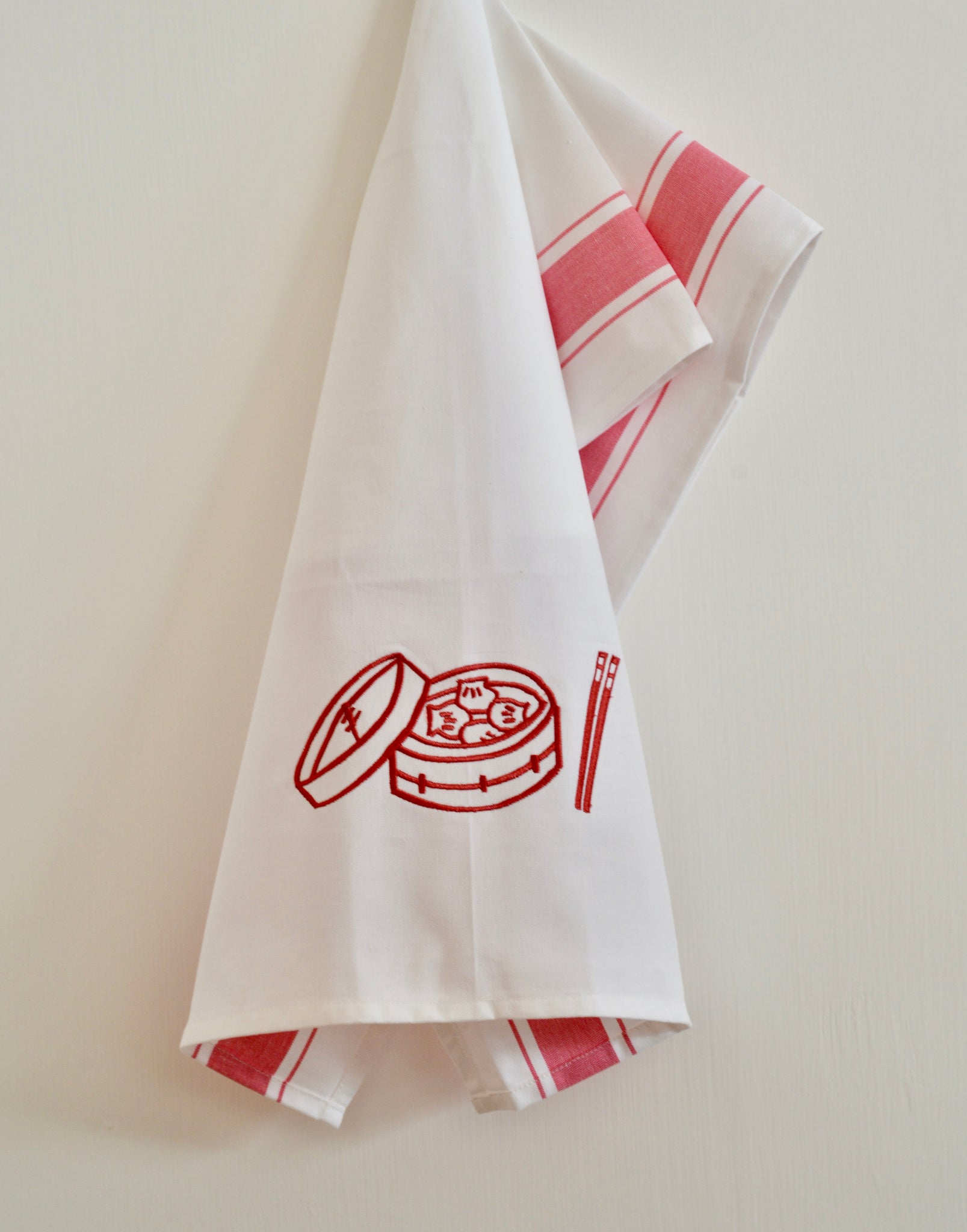 Tea towel with Red Dim Sum Basket
