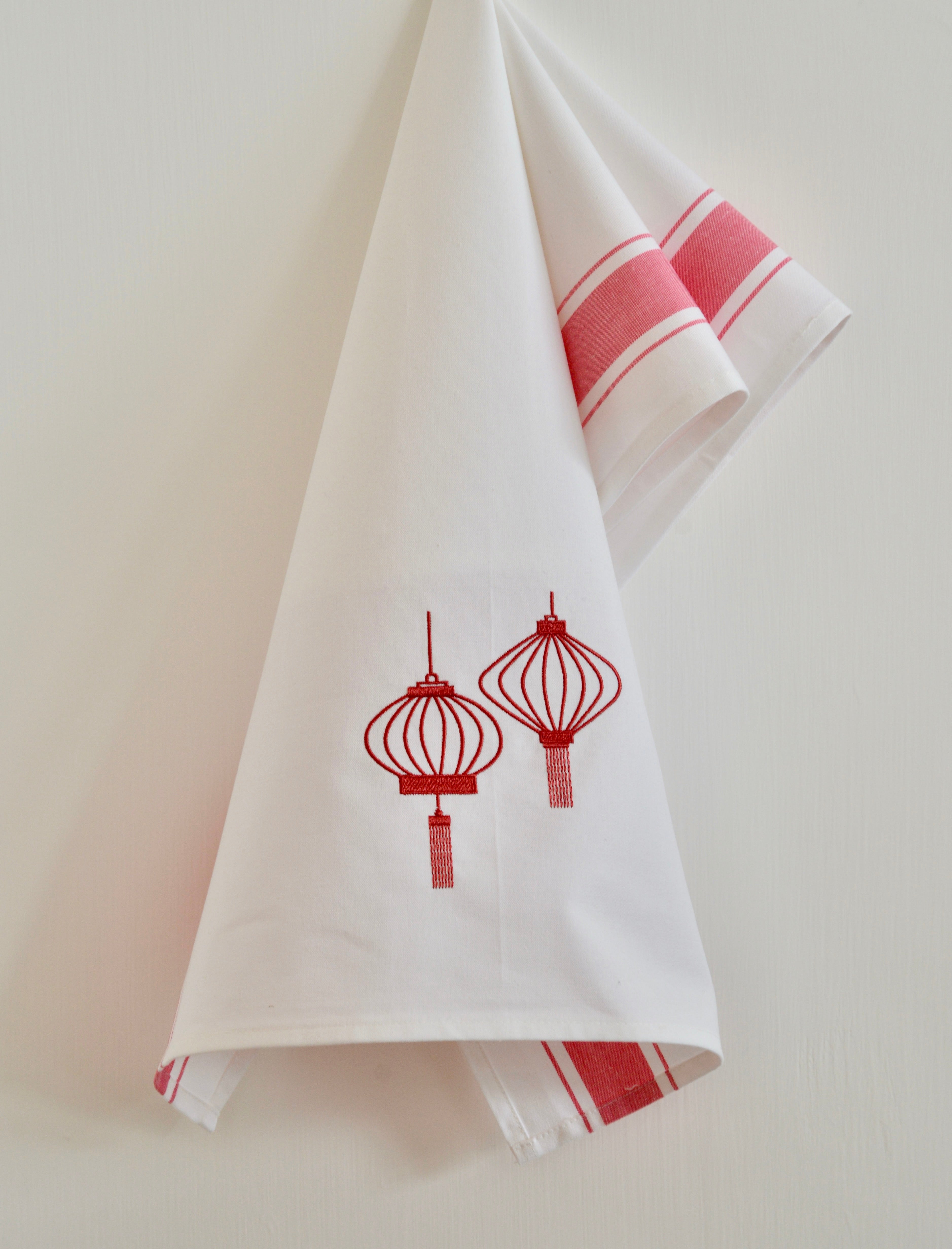 Tea towel with Red Lanterns