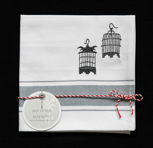 Napkins with Grey Hong Kong symbols - Set of 4 pieces