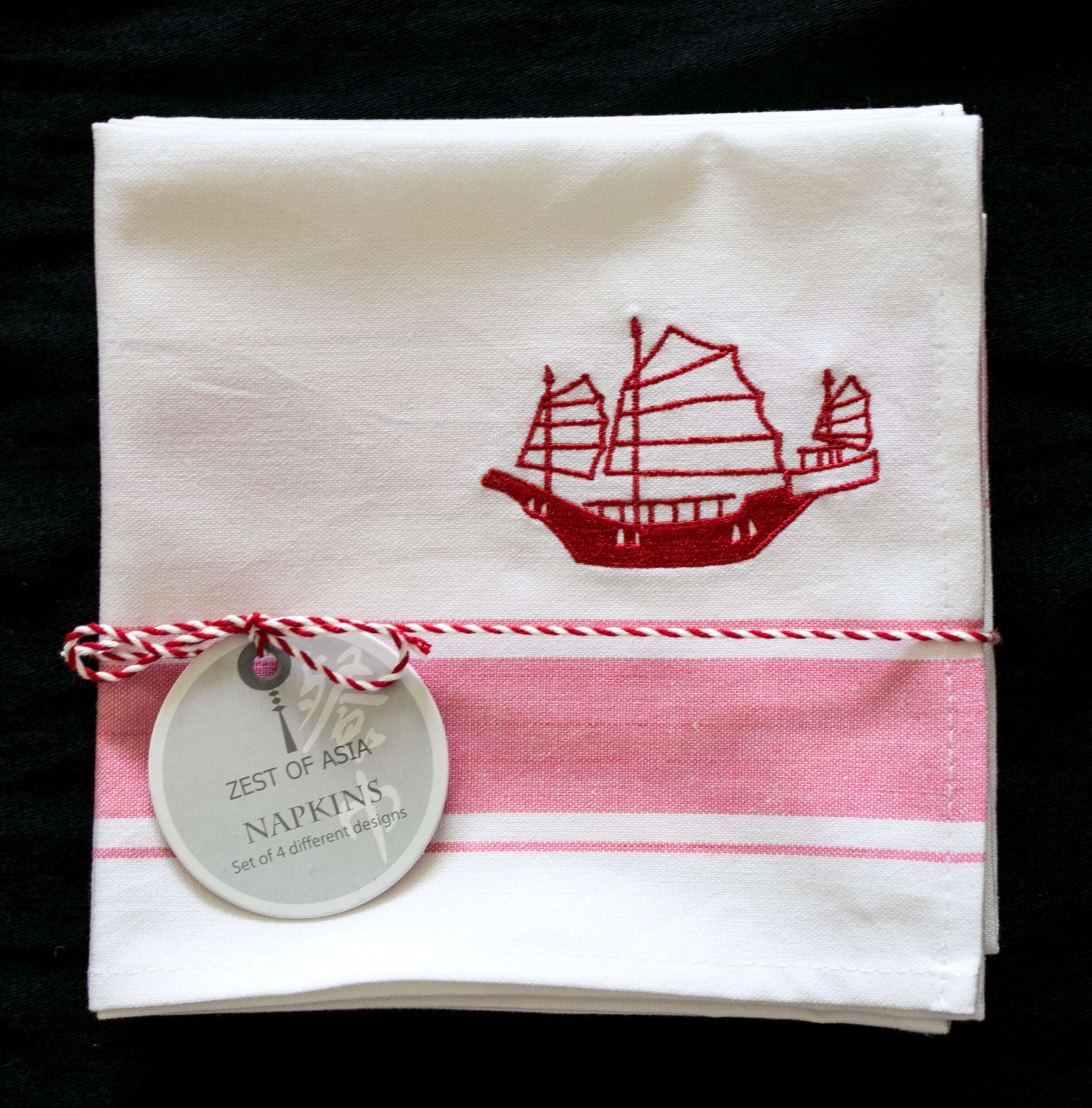 Napkins with Red Hong Kong symbols - Set of 4 pieces