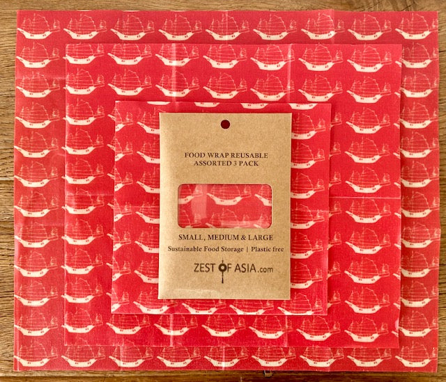 Sustainable Food Wraps - Assorted Set of 3 sizes Red Junk