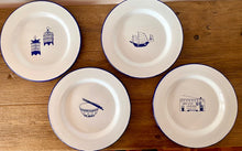 Load image into Gallery viewer, Set of 4 Blue Enamel Plates